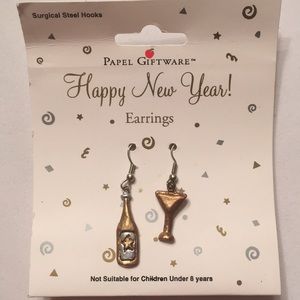 Happy New Year pierced Earrings! Surgical steel